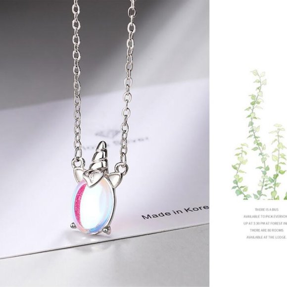 NEW 925 Sterling Silver Moonstone Unicorn Necklace - Picture 9 of 9